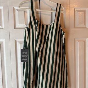 Green and White Striped Sleeveless Dress